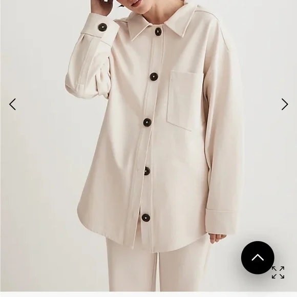 Madewell Ponte Oversized Shirt Jacket Linen Ivory Large NWT - Picture 10 of 10